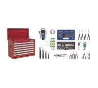 Sealey Superline Pro Topchest 10 Drawer - Red & 140pc Tool Kit -AP33109COMBO