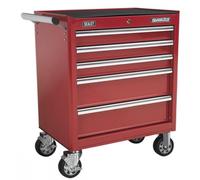 Rollcab 5 Drawer with Ball-Bearing Slides - Red