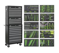 Sealey Combination Tool Chest AP35TBCOMBO – 16-Drawer, Ball-Bearing Slides – Black/Grey