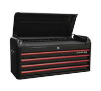 Sealey AP41104BR Topchest 4 Drawer Wide Retro Style - Black & Red