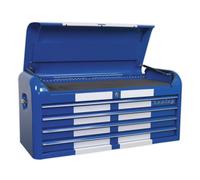 Topchest 4 Drawer Wide Retro Style - Blue with White Stripes