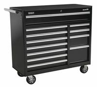 Sealey AP41120B Rollcab 12 Drawer Ball Bearing Slides Heavy-Duty - Black