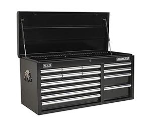 Sealey AP41149B Heavy-Duty 14 Drawer Topchest with Ball Bearing Runners, 1025mm x 435mm x 490mm, Black