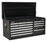 Sealey AP41149B Topchest 14 Drawer Ball Bearing Slides Heavy-Duty Black