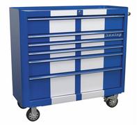 Sealey AP41206BWS Rollcab 6 Drawer Wide Retro Style - Blue with White Stripes