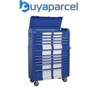 Sealey Retro Style Wide Topchest & Rollcab Combination 10 Drawer Blue/White Stri