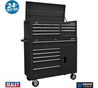 Sealey 15 Drawer Top Chest and Tool Roller Cabinet Combination Black