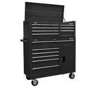 Sealey 15 Drawer Top Chest and Tool Roller Cabinet Combination Black