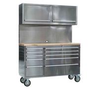 Sealey AP5510SS Mobile 10 Drawer Stainless Steel Cabinet with Backboard