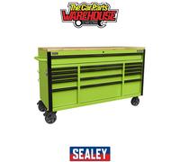 Sealey 15 Drawer Mobile Trolley with Wooden Worktop 1549mm - AP6115BE