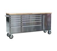 Sealey AP7210SS Mobile 10 Drawer Stainless Steel Cabinet with Cupboard