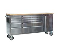 Sealey Ap7210Ss Mobile Stainless Steel Tool Cabinet 10 Drawer & Cupboard