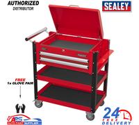 Sealey AP760M Tool Trolley Heavy Duty 2 Drawers Workshop Cart With 1x Glove Pair