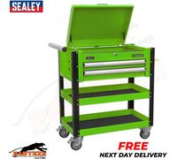 Sealey AP760MHV 2 Drawer Heavy Duty Tool Parts Trolley with Lockable Top Green