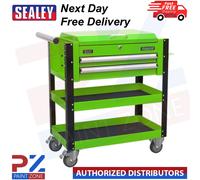 Sealey AP760MHV 2 Drawer Heavy Duty Tool Parts Trolley with Lockable Top Green