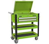 Sealey AP760MHV Heavy-Duty Mobile Tool & Parts Trolley 2 Drawers & Lockable Top - Green