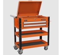 Sealey Mobile Tool & Parts Trolley AP760MO Heavy-Duty 2-Drawer with Lockable Top Orange