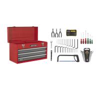 Sealey AP9243BBCOMBO American PRO® Tool Chest 3 Drawer with 93pc Tool Kit - Red/