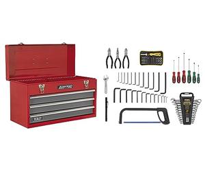 Sealey Ap9243Bbcombo Portable Tool Chest 3 Drawer Bearing Runners 72Pc Tool Kit