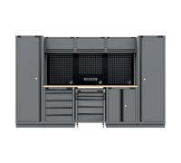 Sealey Apmsbestack01W Superline Pro Black Edition Storage System With Rubber Wood Worktop 3.24M