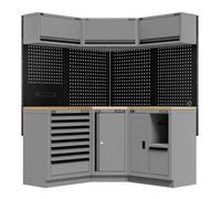 Sealey Apmsbestack06W Superline Pro Black Edition Modular Corner Storage System With Rubber Wood Worktop 1.54M