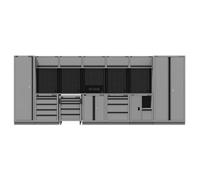 Sealey Apmsbestack07Ss Superline Pro Black Edition Storage System With Stainless Steel Worktop 4.92M