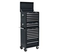 Sealey APSTACKTB Topchest, Mid-Box & Rollcab Combination 14 Drawer - Black