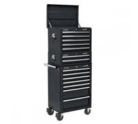 Topchest, Mid-Box & Rollcab Combination 14 Drawer with Ball-Bearing Slides - Black