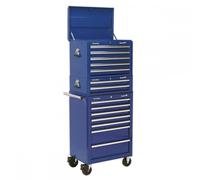 Topchest, Mid-Box & Rollcab Combination 14 Drawer with Ball-Bearing Slides - Blue