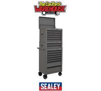 Sealey Topchest, Mid-Box & Rollcab Combination 14 Drawer With Ball-Bearing Slides - Grey Apstacktgr