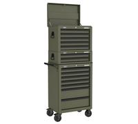 Sealey Apstacktk Superline Pro Topchest, Mid-Box Tool Chest & Rollcab Combination 14 Drawer - Khaki