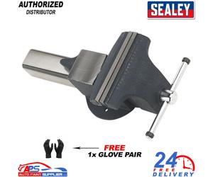 Sealey ASV200 Heavy Duty Steel Vice 200mm Bench Mount With 1x Glove Pair