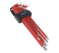 Sealey Ball-End Hex Key Set 11pc Anti-Slip Extra-Long Metric AK7164 C8-BWR