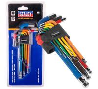 Sealey Ball-End Hex Key Set 9 Piece Colour-Coded Long Metric