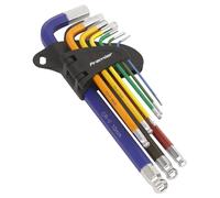 Sealey Ball End Hex Key Set 9pc Colour-Coded Long Metric 1.5 -10mm AK7190