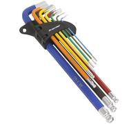 Sealey Ball-End Hex Key Set Extra Long 9pc Colour-Coded Imperial