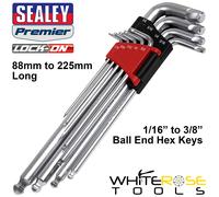 Sealey AK7181 Ball-End Hex Key Set 9Pc Extra-Long Lock-On™ Imperial