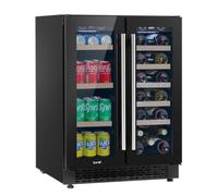 Sealey Baridi 40 Bottle/120 Can Under-Counter/freestanding Dual Zone Wine Fridge & Cooler 60Cm