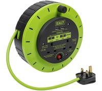 Sealey Cable Extension Reel Cassette BCR10G – 10m, 2 x 240V & 2 x USB, Thermal Trip, Green