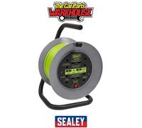 Sealey BCR153TG 15m Cable Reel with Thermal Trip 4 x 230V - Hi-Vis Green