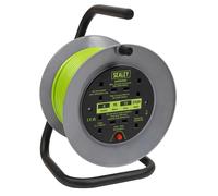 Sealey BCR153TG Cable Reel With Thermal Trip 4 X 230V 15M - Green
