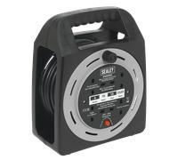 Sealey BCR15CB 15m Box Type Cable Reel with Thermal Trip 4 x 230V
