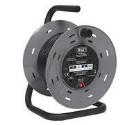 Sealey 25M Cable Reel Extension With Thermal Trip 4 X 230V Sockets 3-Pin Bcr25