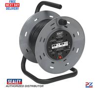 Sealey BCR2525 25m Cable Reel 4 x 230V Sockets + RCD Plug Thermal Trip
