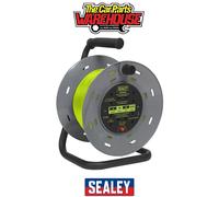 Sealey BCR25G 25m Cable Reel with Thermal Trip 4 x 230V - Hi-Vis Green