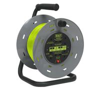 Sealey BCR25G 25m Cable Reel with Thermal Trip 4 x 230V - Hi-Vis Green