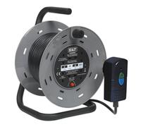 Sealey Cable Reel Extension 25 Metres With Rcd Plug 2X 230V Sockets Bcr25Rcd