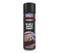 Sealey Black Satin Paint 500ml Can Fast Drying Acrylic Based SCS028S