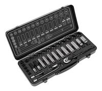 Sealey Socket Set34 Piece 3/8" Square Drive 6PT WallDrive Metric Black Series