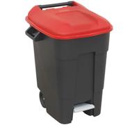 Sealey BM100PR Red Lid 100L Refuse Rubbish Wheelie Black Bin with Foot Pedal